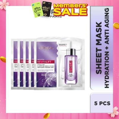 L'OREAL PARIS SKINCARE L'oreal Paris Revitalift Hyaluronic Acid Plumping Fresh Mix Serum Mask Sheets 5s