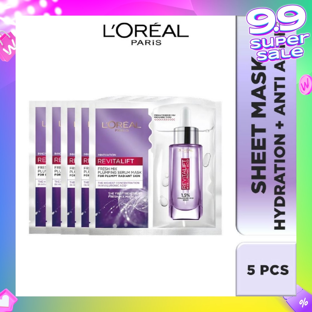 L'oreal Paris Revitalift Hyaluronic Acid Plumping Fresh Mix Serum Mask Sheets 5s