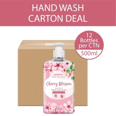 WATSONS Cherry Blossom Scented Cream Hand Wash 500mlx12s (Carton)