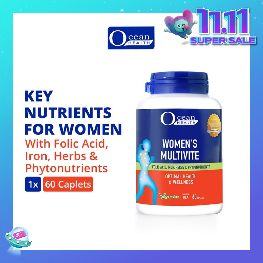 Women’s Multivite Caplet (Supports Women's Optimal Health, including Immunity, Blood & Eye Health + With Folic Acid, Iron, Herbs & Phytonutrients + Vegetarian) 60s