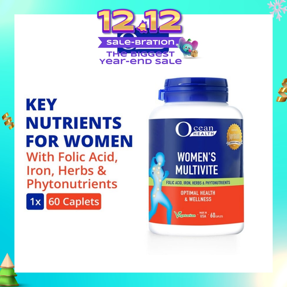 Women’s Multivite Caplet (Supports Women's Optimal Health, including Immunity, Blood & Eye Health + With Folic Acid, Iron, Herbs & Phytonutrients + Vegetarian) 60s