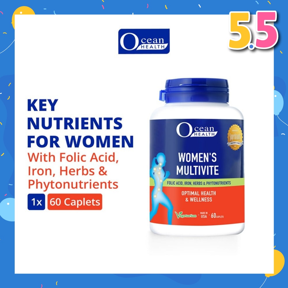 Women’s Multivite Caplet  (Supports Women's Optimal Health, including Immunity, Blood & Eye Health + With Folic Acid, Iron, Herbs & Phytonutrients + Vegetarian) 60s