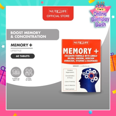 NUTRILIFE Memory + Tablet (Effective for Cerebral Degeneration Helps Focus & Concentration) 60s