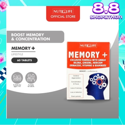 NUTRILIFE Memory + Tablet (Effective for Cerebral Degeneration Helps Focus & Concentration) 60s