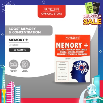 NUTRILIFE Memory + Tablet (Effective for Cerebral Degeneration Helps Focus & Concentration) 60s