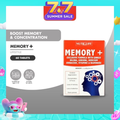 NUTRILIFE - Memory + Tablet (Effective for Cerebral Degeneration Helps Focus & Concentration) 60s