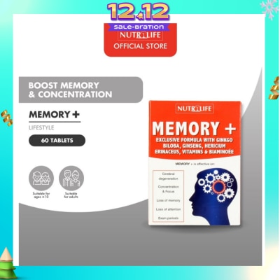 NUTRILIFE Memory + Tablet (Effective for Cerebral Degeneration Helps Focus & Concentration) 60s