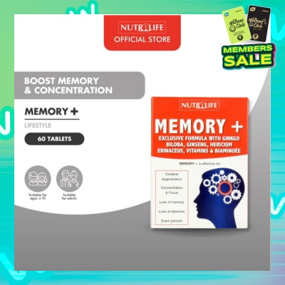 NUTRILIFE Memory + Tablet (Effective for Cerebral Degeneration Helps Focus & Concentration) 60s