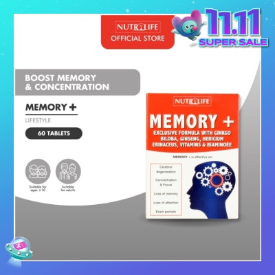 NUTRILIFE Memory + Tablet (Effective for Cerebral Degeneration Helps Focus & Concentration) 60s