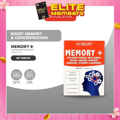 NUTRILIFE Memory + Tablet (Effective for Cerebral Degeneration Helps Focus & Concentration) 60s