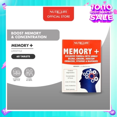 NUTRILIFE Memory + Tablet (Effective for Cerebral Degeneration Helps Focus & Concentration) 60s
