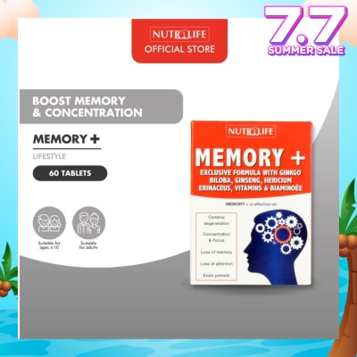 NUTRILIFE Memory + Tablet (Effective for Cerebral Degeneration Helps Focus & Concentration) 60s