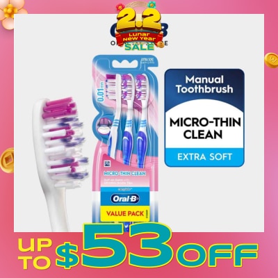 ORAL-B Complete Micro-Thin Clean Extra Soft Toothbrush 3s
