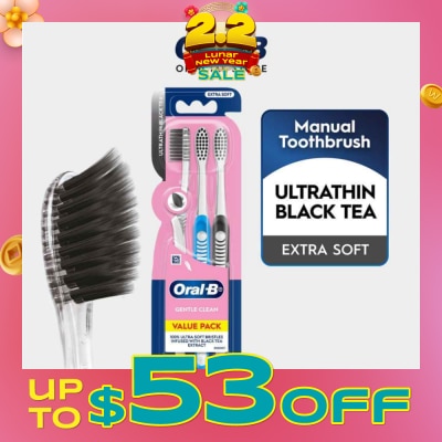 ORAL-B Ultrathin Black Tea Extra Soft Toothbrush 3s