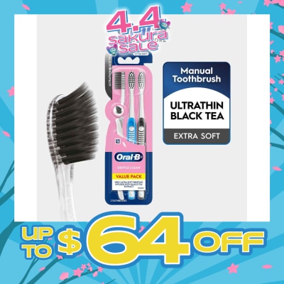 ORAL-B - Ultrathin Black Tea Extra Soft Toothbrush 3s