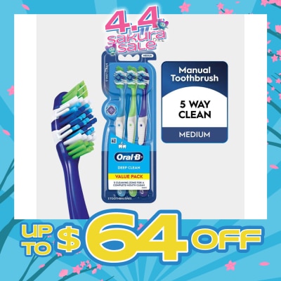 ORAL-B - Complete 5 Way Clean Medium Toothbrush 3s
