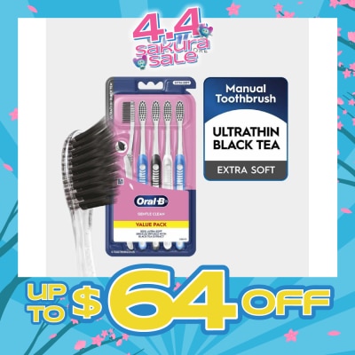 ORAL-B - Ultrathin Black Tea Manual Toothbrush Extra Soft 5s