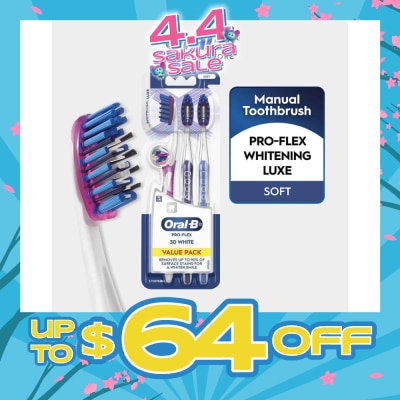 ORAL-B - Pro-Flex Whitening Luxe 3D White Soft Toothbrush 3s