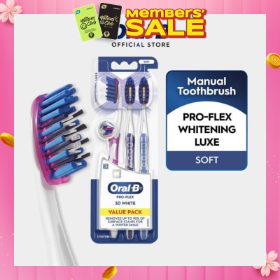 ORAL-B Pro-Flex Whitening Luxe 3D White Soft Toothbrush 3s