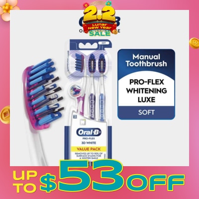 ORAL-B Pro-Flex Whitening Luxe 3D White Soft Toothbrush 3s