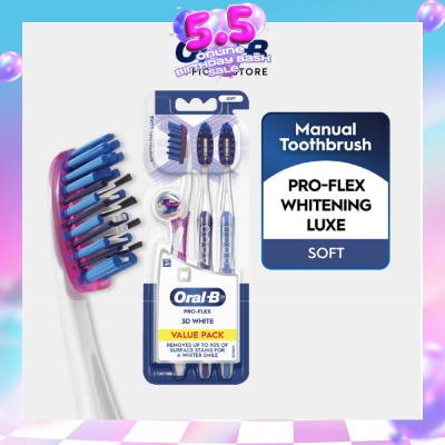 ORAL-B - Pro-Flex Whitening Luxe 3D White Soft Toothbrush 3s