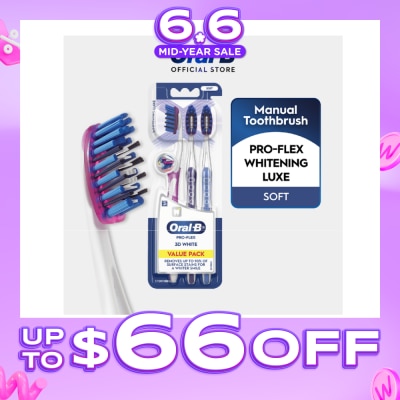 ORAL-B - Pro-Flex Whitening Luxe 3D White Soft Toothbrush 3s