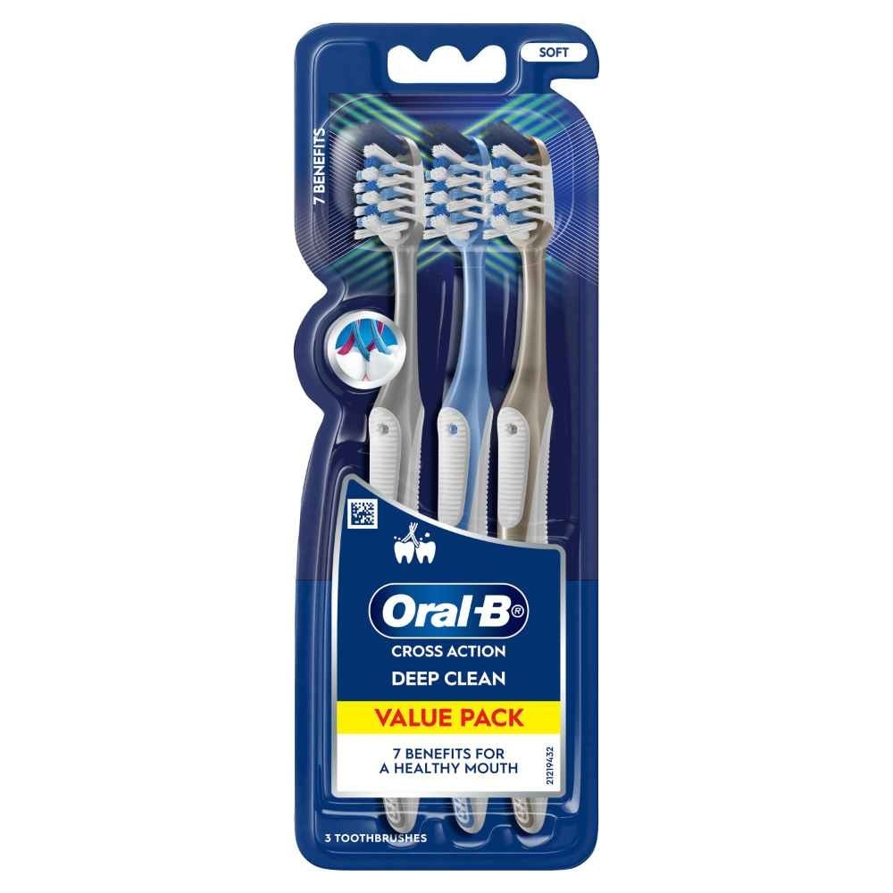 Cross Action Deep Clean 7 Benefits Soft Toothbrush 3s