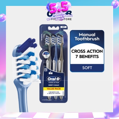 ORAL-B - Cross Action Deep Clean 7 Benefits Soft Toothbrush 3s