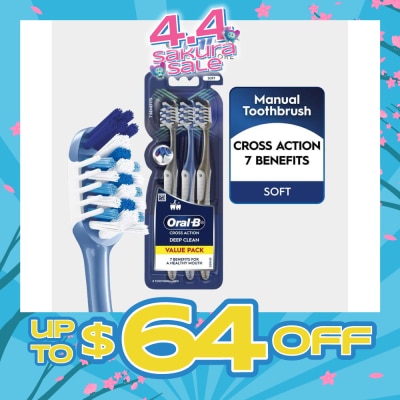 ORAL-B - Cross Action Deep Clean 7 Benefits Soft Toothbrush 3s