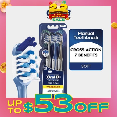 ORAL-B Cross Action Deep Clean 7 Benefits Soft Toothbrush 3s