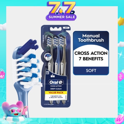 ORAL-B - Cross Action Deep Clean 7 Benefits Soft Toothbrush 3s
