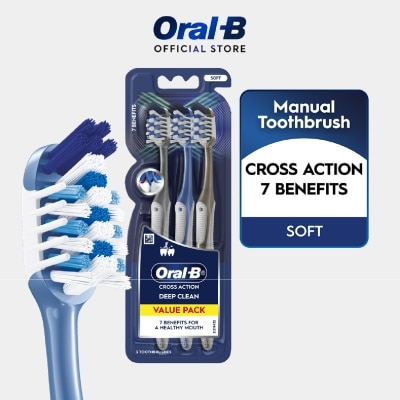 ORAL-B - Cross Action Deep Clean 7 Benefits Soft Toothbrush 3s