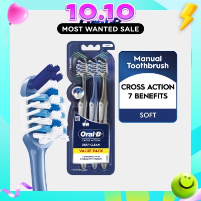 ORAL B Cross Action Deep Clean 7 Benefits Soft Toothbrush 3s image