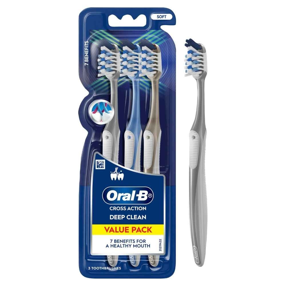 Cross Action Deep Clean 7 Benefits Soft Toothbrush 3s