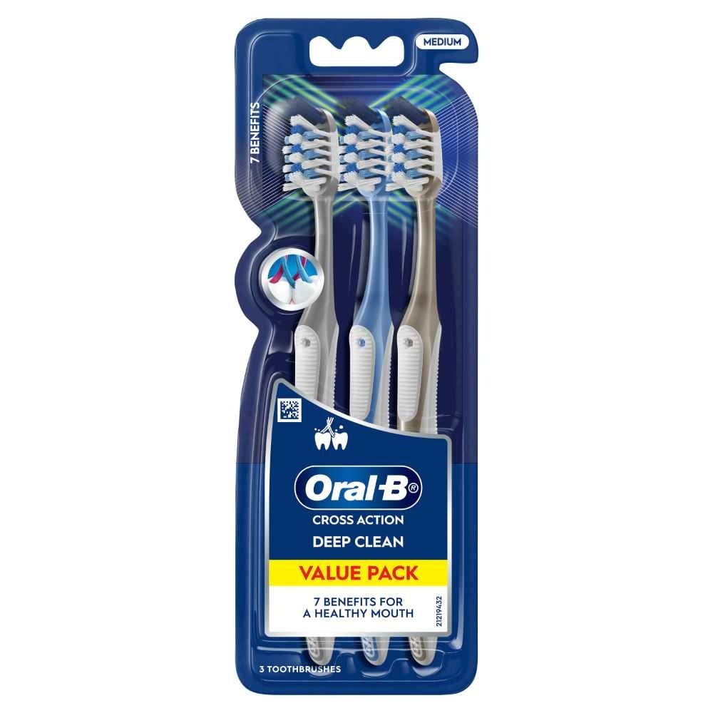 Cross Action Deep Clean 7 Benefits Medium Toothbrush 3s