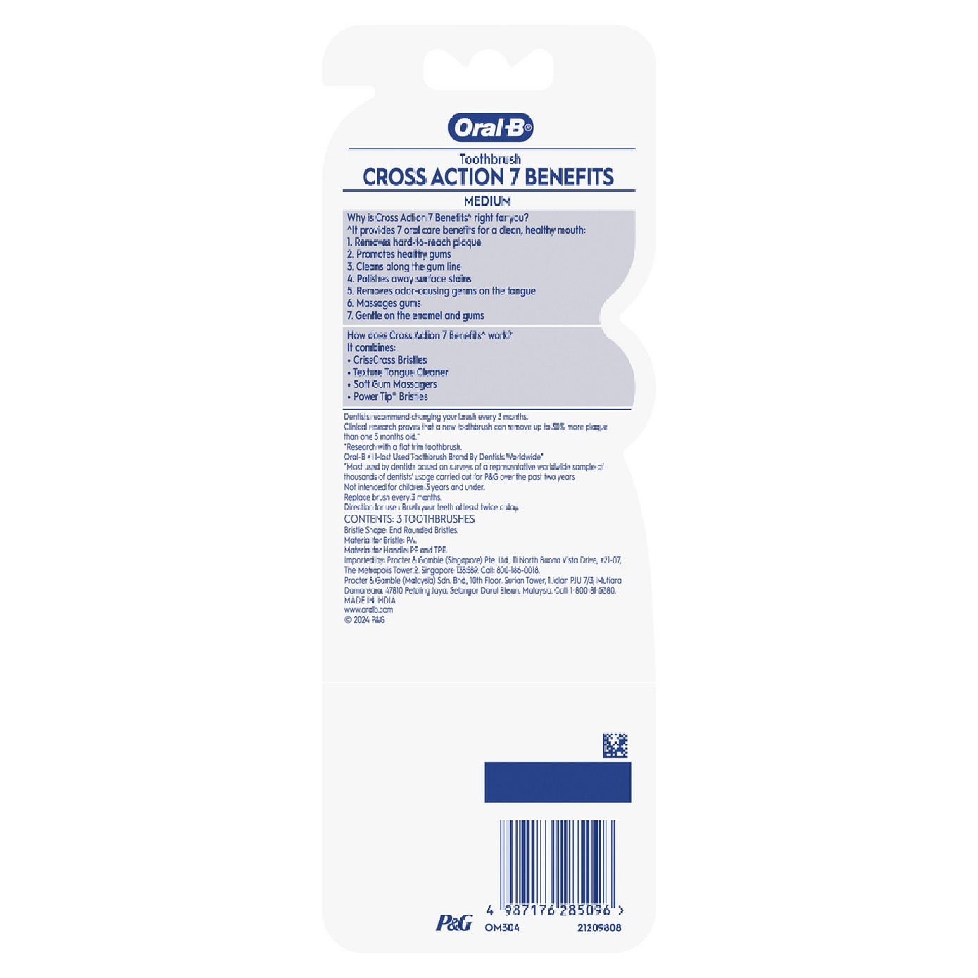 Cross Action Deep Clean 7 Benefits Medium Toothbrush 3s