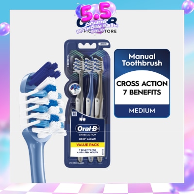 ORAL-B - Cross Action Deep Clean 7 Benefits Medium Toothbrush 3s