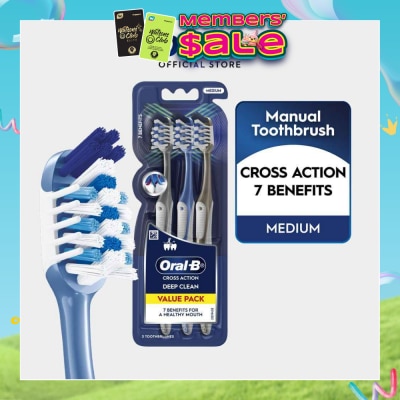 ORAL-B - Cross Action Deep Clean 7 Benefits Medium Toothbrush 3s