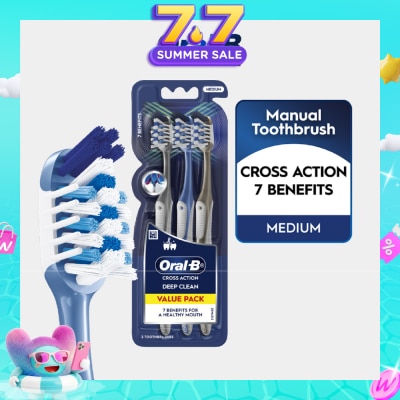 ORAL-B - Cross Action Deep Clean 7 Benefits Medium Toothbrush 3s