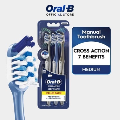 ORAL-B Cross Action Deep Clean 7 Benefits Medium Toothbrush 3s