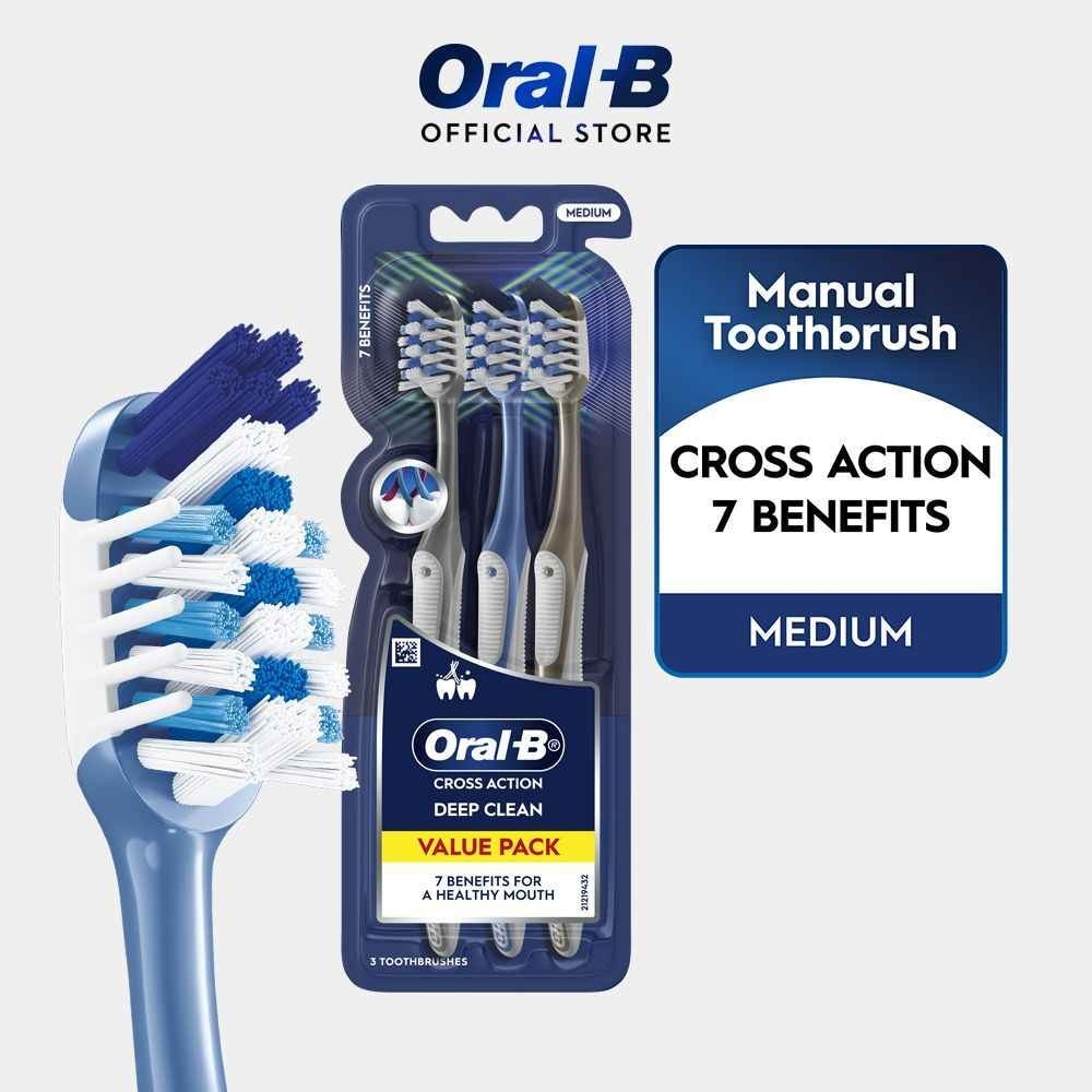 Cross Action Deep Clean 7 Benefits Medium Toothbrush 3s