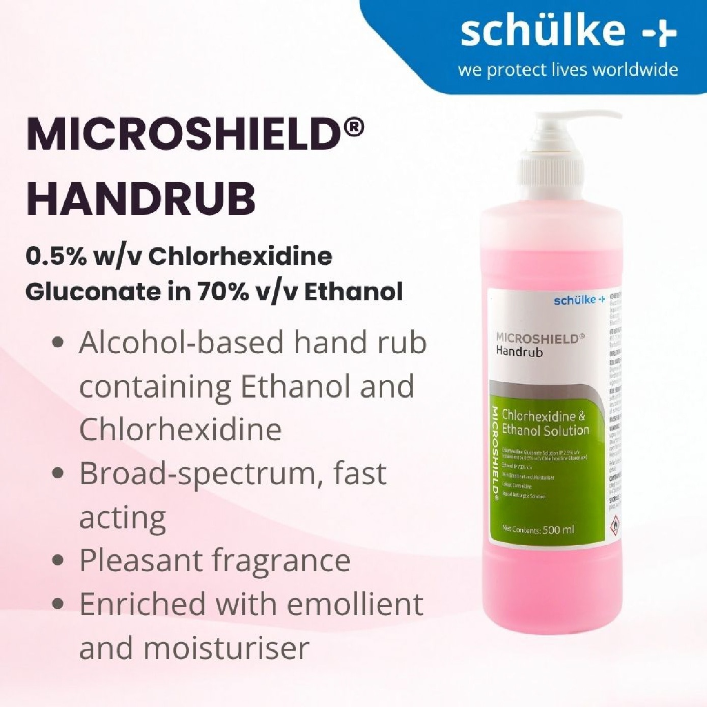 Chlorhexidine & Ethanol Solution Pink Handrub 500ml image