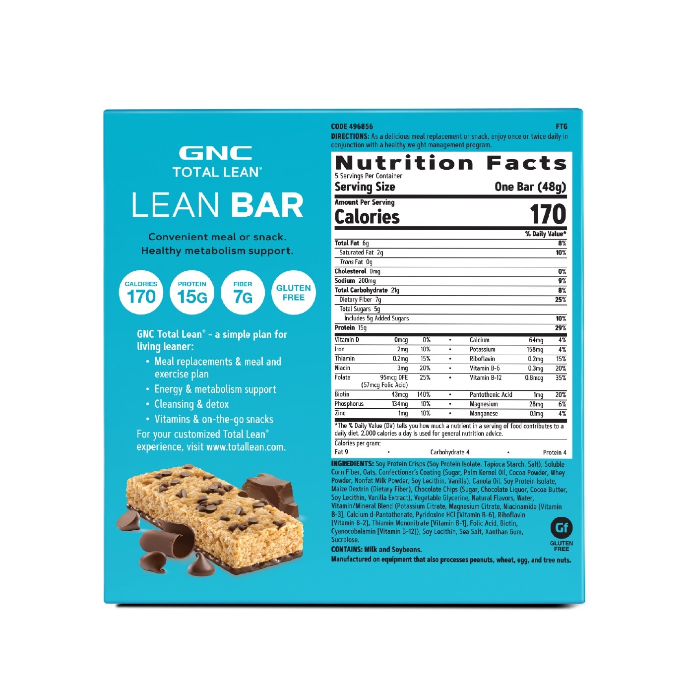 Total Lean Bar Protein Snack Bar Chocolate Chip 48g x 5s