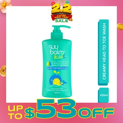 SUU BALM KIDS Kids Creamy Head To Toe Wash (Soothing & Gentle) 420ml