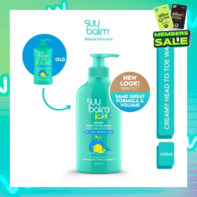 SUU BALM KIDS Kids Creamy Head To Toe Wash (Soothing & Gentle) 420ml