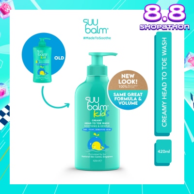 SUU BALM KIDS Kids Creamy Head To Toe Wash (Soothing & Gentle) 420ml