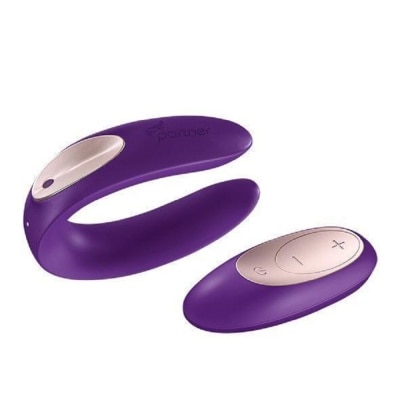 SATISFYER Partner Double Plus Remote Control Couples Massager (Purple) 1s