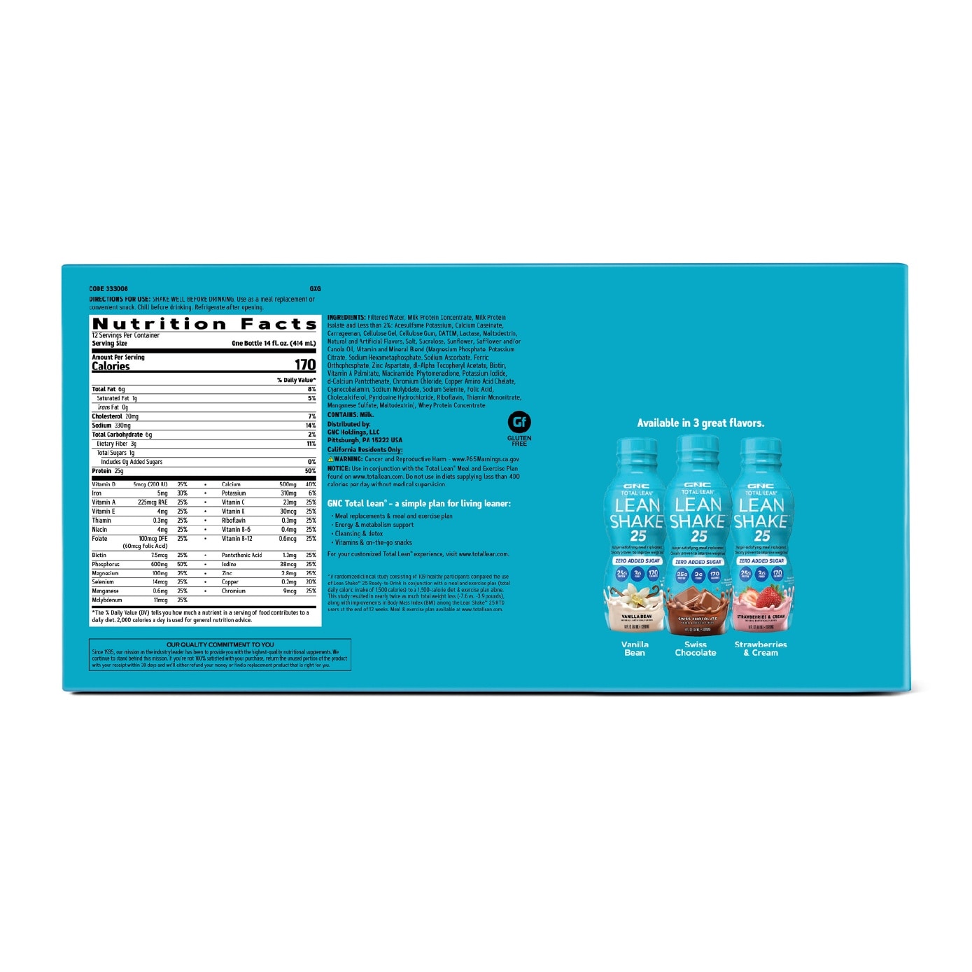 Total Lean Shake 25 Ready to Drink Zero Added Sugar Vanilla Bean 414ml x 12s