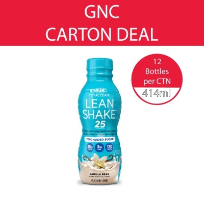 GNC Total Lean Shake 25 Ready to Drink Zero Added Sugar Vanilla Bean 414ml x 12s