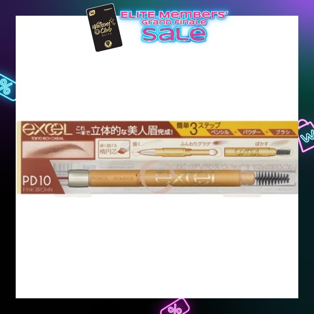EXCEL Powder & Pencil Eyebrow EX PD 10 Pink Brown 13g (Expiry: Dec`2025)